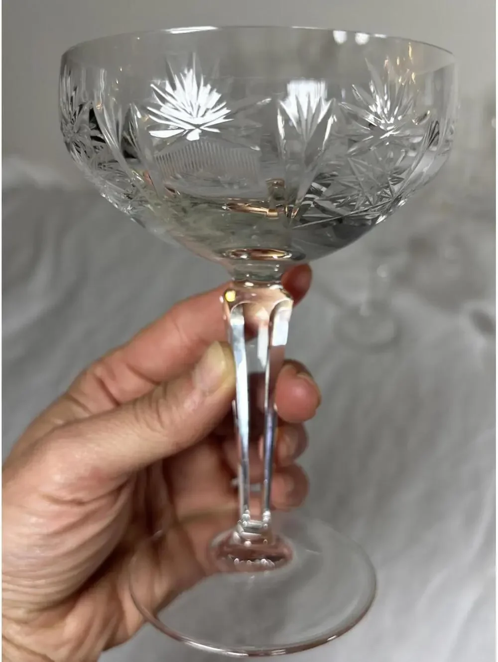Vintage Etched Crystal Wine & Cocktail Glasses – Set of 6 Mismatched Lot